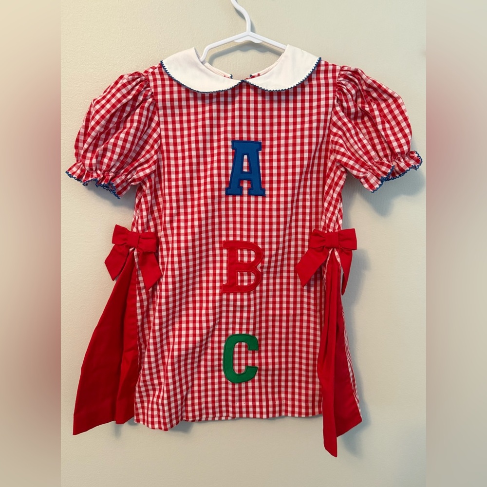 Silly Goose Red Gingham ABC Dress with Bows